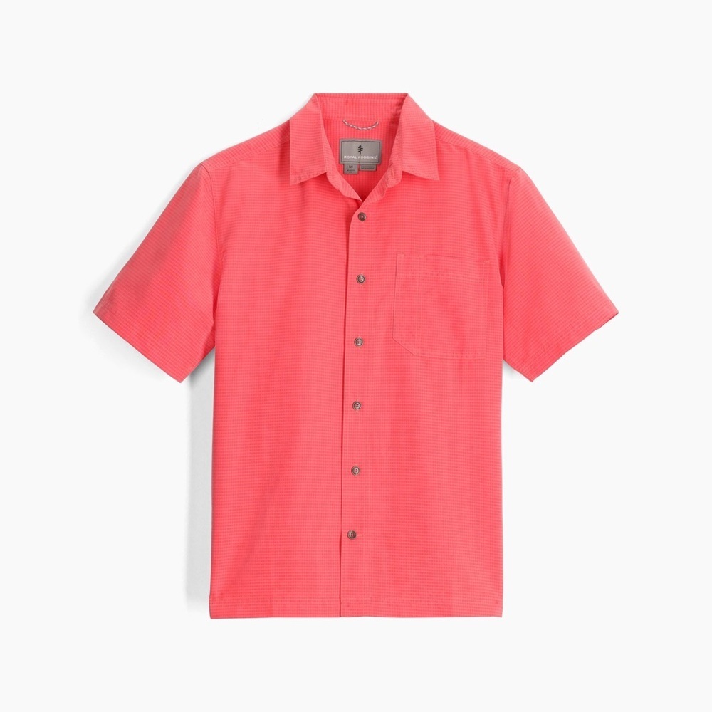Royal Robbins DESERT PUCKER DRY button down shirt orange short sleeve Modal
